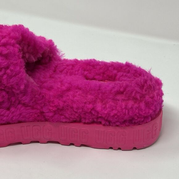 UGG Fluffita Platform Women Fur Slide Slippers Pink Size 7 Sheepskin STORE MODEL - Picture 14 of 16